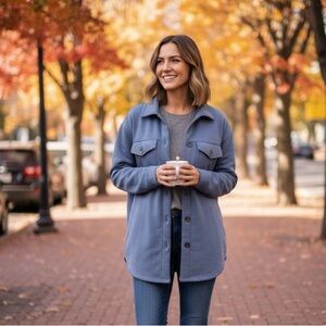 Bagatelle Sz S Blue Relaxed Casual Comfy Shacket